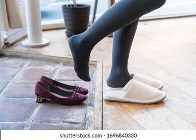 Not wearing shoes in the house